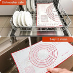 Silicone Baking Mat - Non Stick Pastry Mat Sheet for Dough Rolling, 0.7MM Thick Non-slip Baking Mat With Measurements, Reusable, Easy Clean Silicone Mats for Kitchen Counter (Black)