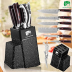 FULLHI 8pcs block Knife Set,chef's Knves Set with Block and Sharpener, Kitchen Knife Set,Multi-colour Handle, Gifts for Men Women