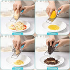Rainspire Professional Cheese Graters for Kitchen Stainless Steel Handheld, Metal Lemon Zester Grater With Handle For Cheese, Chocolate, Spices, Kitchen Gadgets Tools, Soft Grip Handle (Blue)