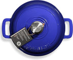 Signature Enameled Cast Iron Dutch Oven, Non-Stick Serving Pot with Tight Fitting Lid for Perfect Roasting, Baking, Sauteing, and Bread Making | 4.5Q (4.2L) - Indigo Blue