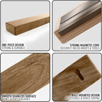 Zulay 11.75" Seamless Acacia Wood Magnetic Knife Holder - Wooden Magnetic Knife Strip for Organizing your Kitchen - Elegant & Multifunctional Magnet Holder for Wall with Easy Installation