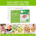 Bonsenkitchen Vacuum Sealer Bags,400 Quart 8" x 12" Precut Food Sealer Bags, Commercial Grade, BPA Free, Heavy Duty, Customized Size Vacuum Bags for Vac Storage, Meal Prep or Sous Vide Cooking, VB14