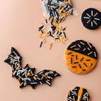 Sweets Indeed Dye-Free Halloween Frosting & Sprinkles Set – 8.22 oz | 2 Frosting Tubes (Orange & Black) + 2 Decorating Tips + 2 oz Sprinkle Mix (Black, Orange & White) | No Artificial Dyes Cupcake & Cookie Decorating Kit