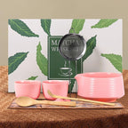 HELPLX Matcha Whisk Set 10-Piece Japanese Matcha Kit with BowlWhisk & Holder2 Tea CupsBamboo ScoopSpoonSifterScoop Rest & Tea Towel – Pink Matcha Tea Set for Ceremony or Daily Use