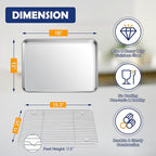 16 Inch Baking Sheet Pan with Rack Set, Joyfair Stainless Steel Toaster Oven Pans Tray & Cooling Racks for Cookie/Jelly Roll/Bacon/Meat, Commercial Metal & Rust-free, Dishwasher Safe