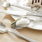 KINGSTONE 20-Piece Silverware Set, 18/10 Stainless Steel Flatware Set - Luxury Elegant Striped Cutlery with Dishwasher Safe, Durable for Family Dining, Catering, Weddings, Anniversaries Gift
