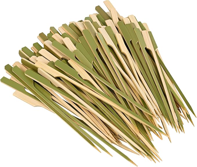 6 inch(1000 Pack) Bamboo Wooden Paddle Picks Skewers for Cocktail，Appetizers，Fruit Kabobs，Sandwich，Barbeque Snacks……5 Packs of 200 Each (1000 Count)