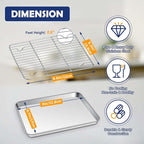 9 Inch Baking Sheet Pan with Rack Set, Joyfair Stainless Steel Toaster Oven Pans Tray & Cooling Racks for Cookie/Jelly Roll/Bacon/Meat, Commercial Metal & Rust-free, Dishwasher Safe