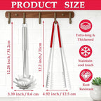 Spaghetti Spoon and Spaghetti Tong - 12 Inch Heat-Proof Handle Spaghetti Fork and Kitchen Tong, Non-stick, Easy Storage and Dishwasher Safe Utensils for Cooking, Ergonomic Design