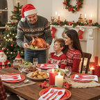 WDF 180 Pieces Red and Gold Plastic Silverware - Disposable Christmas Utensils Include 60 Forks, 60 Knives and 60 Spoons - Heavy Duty Red Plastic Cutlery - for Christmas/Party