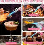 RAVS Refillable Butane Torch Lighter, Ultra Premium Gifts for Men, Kitchen Torch Lighter for Creme Brulee, Cooking Torch Gun with Adjustment Flame, Blow Torch for Cooking (Pink)