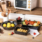 vicrays Ceramic Pie Pan for Baking - 9 inch Pie Plate, Round, Fluted and Deep Pie Dish for Tart, Pizza, Apple Pie, Quiche, Pot Pies, Cake - Reactive Glaze (Black)