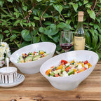 bUCLA 12 Pack White Plastic Serving Bowls - 54 OZ Angled Table Salad and Fruit Bowls Disposable for Chip&Candy - Ideal for Party & Wedding