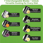 Electric Cheese Grater 7 in 1, Stainless Steel Salad Shooter, Electric Food Slicer Shredder Chopper with Rotary Switch, Automatic Grater for Block Cheese Vegetables Cucumber Carrots, 300W Salad Maker