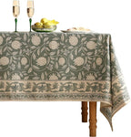 ISAENNE Designer Grayish Green Linen Small Square Tablecloth,Floral Stain Resistant Table Cloth,Fall Vintage Decor Tablecloths for Dining Thanksgiving Kitchen Tea Party,55"*55"-Andrew A