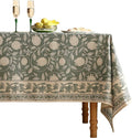 ISAENNE Designer Grayish Green Linen Table Cloth Rectangular,Floral Elegant Stain Resistant Tablecloth,Fall Vintage Decor Tablecloths for Dining Thanksgiving Kitchen Party,55"*87"-Andrew A
