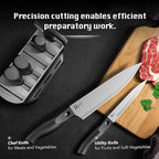 Kitchen Knife Set with Block, 7 Pieces Chef Knife Set with Knives, Scissor, Block for Meat/Vegetables/Fruits Chopping, Slicing, Dicing&Cutting
