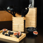 KAIZEN Bamboo Knife Block Without Knives - Perfectly Sized Universal Knife Holder for Knives, Scissors - Unique Knife Storage for Counter Top with Anti-Slip Base (Natural Wood)