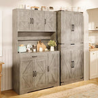 71" Kitchen Pantry Cabinet with Charging Station, Buffet Sideboard for Coffee Maker & Toaster, Storage Cabinet for Snacks, Spices & Wine, Fits Kitchen, Dining Room & Coffee Bar，Grey