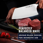 Cutluxe Meat Cleaver Knife - 7" Heavy Cleaver Butcher Knife, Razor Sharp German Steel Blade, Full Tang, Ergonomic Handle Design – Artisan Series