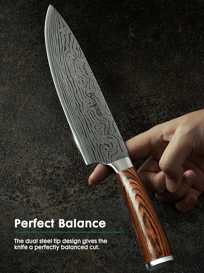 Astercook Chef Knife, 8 Inch Professional Kitchen Chef Knife, German High Carbon Stainless Steel Ultra Sharp Knife, Chefs Knives with Ergonomic Handle and Gift Box