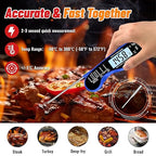 Meat Thermometer, IP67 Waterproof Digital Meat Thermometer with Backlight, Hold Function & Magnet for Grill, BBQ, Candy, Beef,Turkey，Gadgets Essentials BBQ Accessories,Mens Stocking Stuffers