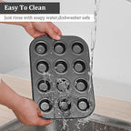 Mini Muffin Pan 2-Pack, Premium Small Cupcake Pans, Carbon Steel 12-Cup Muffin Tin, Versatile Non-Stick Bakeware