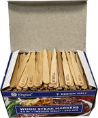 KingSeal 500 Count 3.5 Inch Natural Birch Wood Steak Markers, Heat Stamped, MED Well, Eco-Friendly, Bulk Pack - 500 Count Per Box