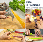 Paring Knife with Cover, Paring Knives Set of 4, 4.5" Paring Knife Set of Premium Stainless Steel, Small Kitchen Knife Set for Fruit and Vegetable, Ergonomic Knife Handles for Versatility
