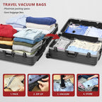 SUOCO Travel Vacuum Seal Bags for Clothing with Rechargeable Electric Pump, 12 Pack Compression Packing Bags for Luggage Suitcase Backpack, Carry-on Size Space Saver Storage