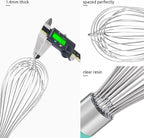 U-Taste Balloon Whisk for Cooking: 18/10 Stainless Steel Kitchen Wire Whisk, 12in Large Heavy Duty Egg Beater, Manual Mixing Tool with 12 High Flex Wires for Stirring, Blending Sauce (Aqua Sky)