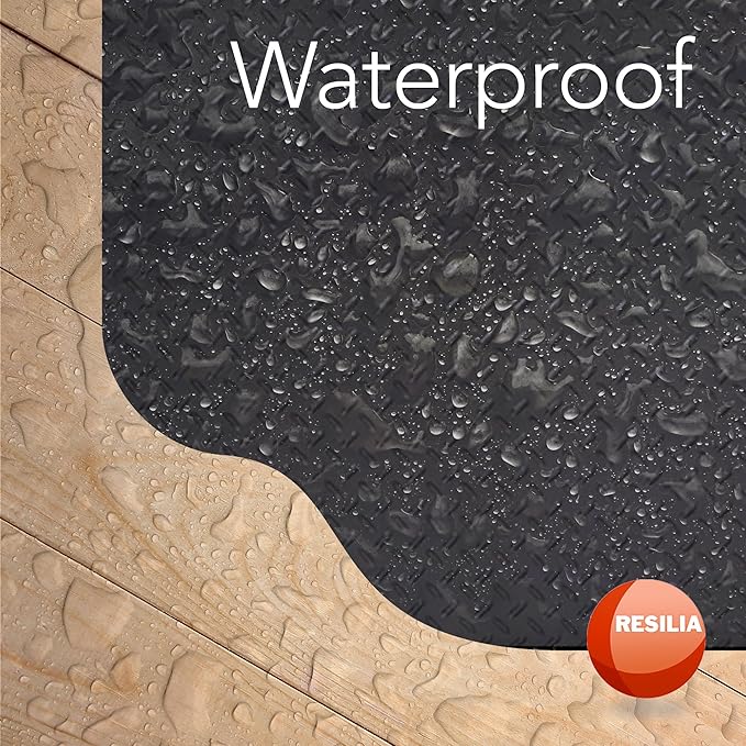 RESILIA Large Under Grill Mat – Heavy Duty, Reusable Outdoor Floor Protector Mats for Deck, Patio, & Garage – 72 Inch x 48 Inch with 12 Inch Splatter Protection Lip, Silver Diamond Plate, Made in USA