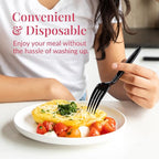 Prestee 100 Black Plastic Forks Heavy-Duty, Heavyweight Plastic Silverware Forks, Fancy Cutlery, Elegant Disposable Forks Pack, Bulk Disposable Flatware, Christmas Holiday Plastic Utensils Set