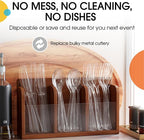 Party Solids Clear Plastic Silverware Heavy Duty 300 Pieces Clear Plastic Cutlery Sets, Utensil Sets, 100 Of Each Forks, Knives & Spoons Disposable Cutlery Set, Flatware Set For Party Supplies