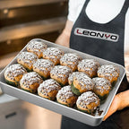 Leonyo Rectangular Cake Pan, 12⅓ x 9¾ x 2 Inch Stainless Steel Baking Trays, Nonstick & Oven Safe, Deep Lasagna Pan for Focaccia, Bread, Brownies, Casseroles
