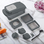 Cook with Color Vegetable Chopper - Multifunctional 11 in 1 Vegetable Chopper with Container - Food Chopper to Dice, Chop, Slice, Julienne and Spiralize, Charcoal