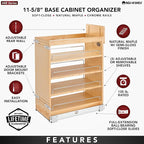 Rev-A-Shelf 11" Pull Out Storage Organizer for Base Kitchen/ Bathroom Cabinets w/ Soft-Close Full Extension Slides & Adjustable Shelves, 448-BCSC-11C