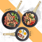 GiPP Nonstick Frying Pan Skillet with Lid - 8" Grey Granite Non Stick Pans, Omelette Pan with Heat-Resistant Handle, Compatible with All Stovetops, PFOA Free