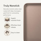 HAPPIELS Nonstick 15x10 inch Baking Sheet Set of 2 | PFOA & BPA Free Non Toxic Carbon Steel 10x15 inches Cookie Sheets | Best Non stick Oven Cooking Pans & Jelly Roll Pan | Best Nontoxic Baking Trays