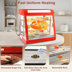 Whalefall 3-Tier Food Warmers Countertop, 27 inch Commercial Warm for Food Pizza Warmer w/ 3D Heating with Stainless Frame Sliding Glass Doors Pastry Display Case for Buffet Restaurant,Red