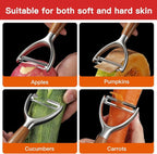 JUSEEPO Premium Vegetable Peeler, Y Type Swivel 304 Stainless Steel Blade Comfortable Solid Wood Handle, Practical gift for the home kitchen mom grandma for Veggie, Fruit, Potato(Merbau)