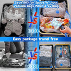 Travel Vacuum Storage Bags Combo Portable Wireless Electric Pump,12 Pack Compression Bags for Travel,Space Saver Vacuum Storage Bags for Clothing and Luggage