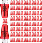 Chengu 100 Pieces Liquor Bottle Covers Pour Spout Covers Bar Toppers for Bottles Universal Pour Dispenser Dust Translucent Silicone Rubber Spout Caps for Bar Home Kitchen Tools Supplies (Red)