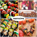 PARTYHIPPO 12 Inch Natural Bamboo Skewers, 4mm Thick, 200 Pack – BBQ Kabob Sticks for Grilling, Fruit, Chocolate Fountain, Crafts & Parties – More Size Choices /8"/10"/12"/14"/16"(12")