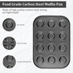 Mini Muffin Pan 2-Pack, Premium Small Cupcake Pans, Carbon Steel 12-Cup Muffin Tin, Versatile Non-Stick Bakeware