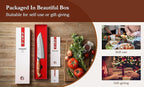 HEZHEN Santoku Chef Knife-7.3 inch Blade German DIN 1.4116 Stainless Steel-Full Tang-Red Wood Handle