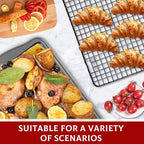Baking Sheet with Rack Set - 3 Baking Sheets + 3 Cooling Racks, Carbon Steel Cookie Sheets & Cooling Racks in Multiple Sizes, Thickened & Warp-Resistant, Dishwasher Safe