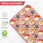 Spmart 2-Pack 24-Cup Nonstick Ceramic-Coated Mini Muffin Pan | Durable & Easy Clean Muffin Tins | Perfect for Small Baked Goods & Party Treats (Pink)