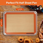 Silicone Baking Mat Sheets Set, Easy Clean &Non-Stick Food Grade Reusable Baking Mat, 2 Half Sheet Baking Mats Silicone for Oven, Macarons, Cookies and Pastry