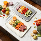 Titanium Cutting Board for Kitchen, Cutting Boards Non Toxic Double Sided Metal Pure Titanium and Wheat Straw PP Chopping Board Food Grade Easy to Clean Large Size 16"*10"*0.9"(White)